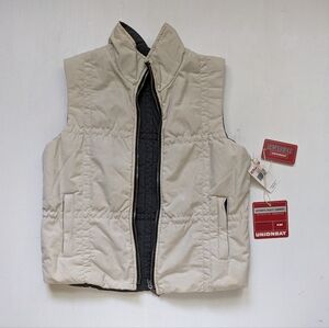 Vintage Dead Stock Unionbay Reversible Quilted Vest Khaki Blue Small Y2K